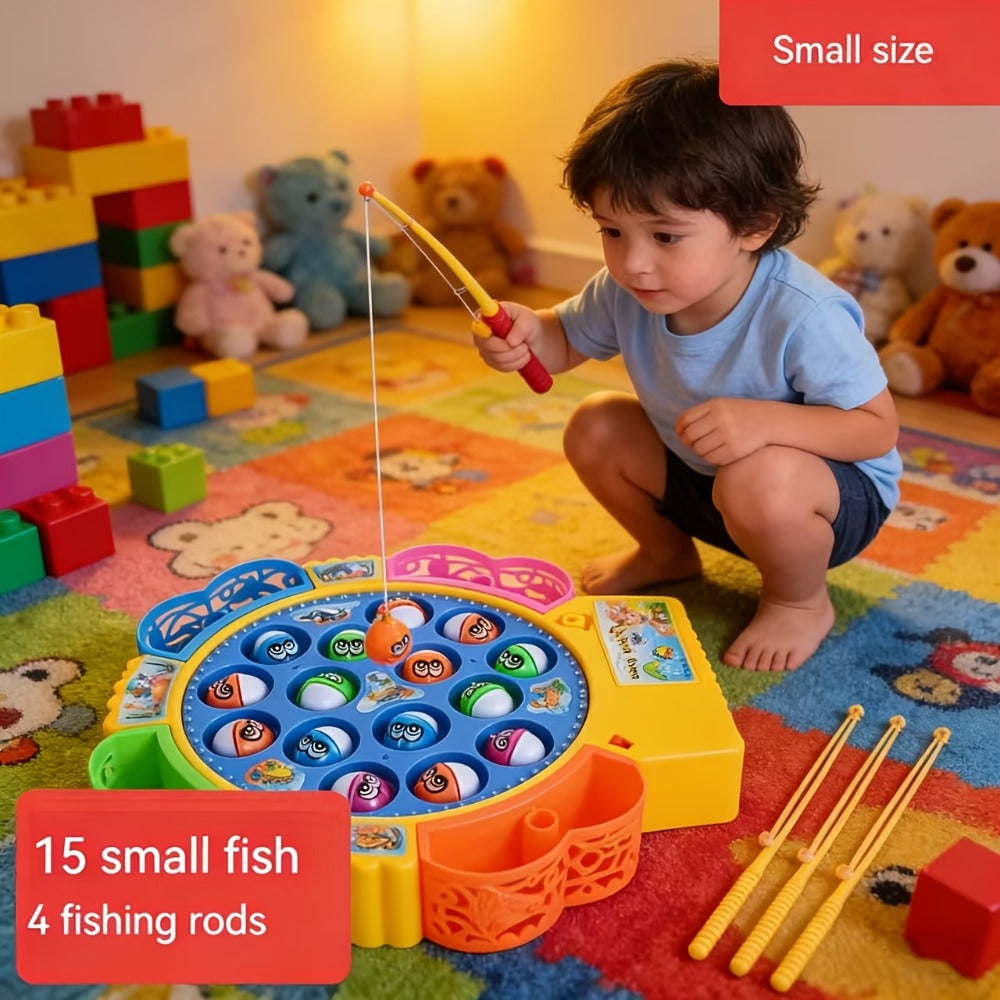 Electric Musical Fishing Game Toy for Kids, Rotating Fishing Board with Colorful Fish, Lights & Music — image 3