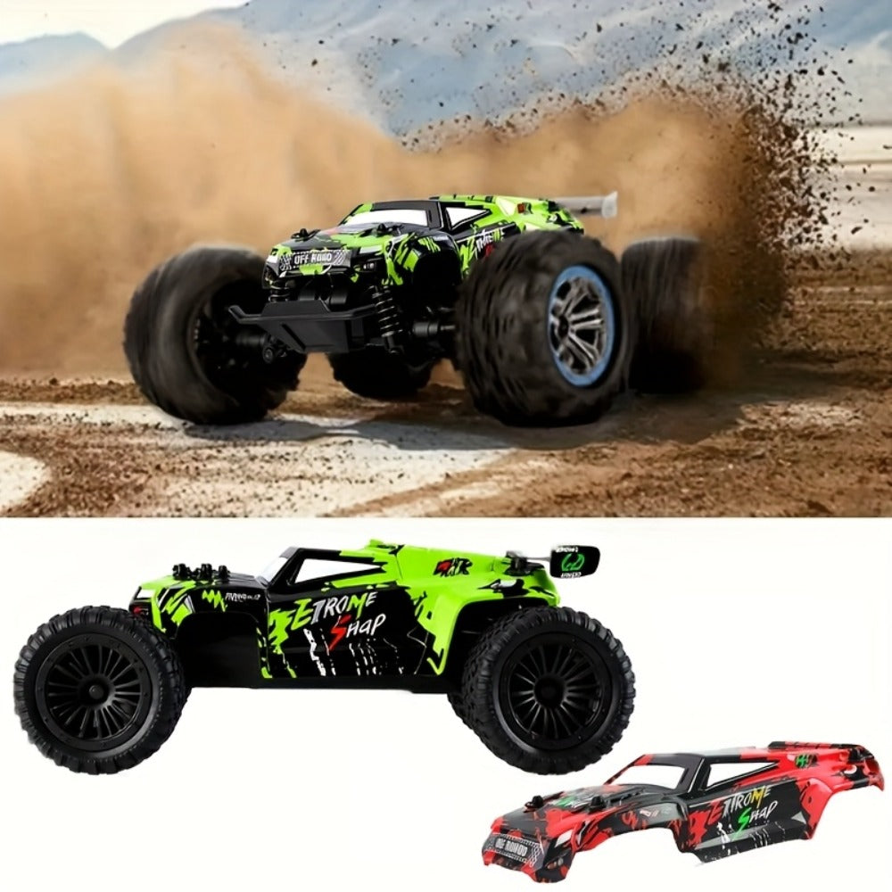 Remote Control Car, 1:16 Scale Alloy Off-Road Truck with 2.4GHz Control, 45KM/H Source Speed, LED Lights and Rechargeable Bat