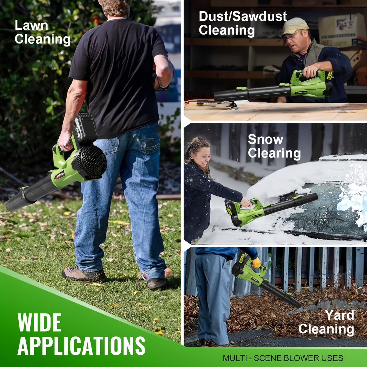 Cordless Leaf Blower, Battery Powered Lawn Yard Snow Pet Hair for Garden, Patio and Yard Use — image 11