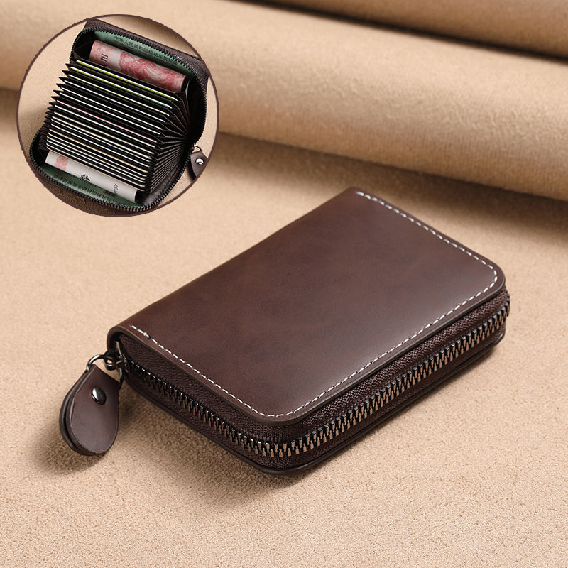 Slim Leather Men's Wallet Large Capacity Multi-Card Organizer Ultra-Thin