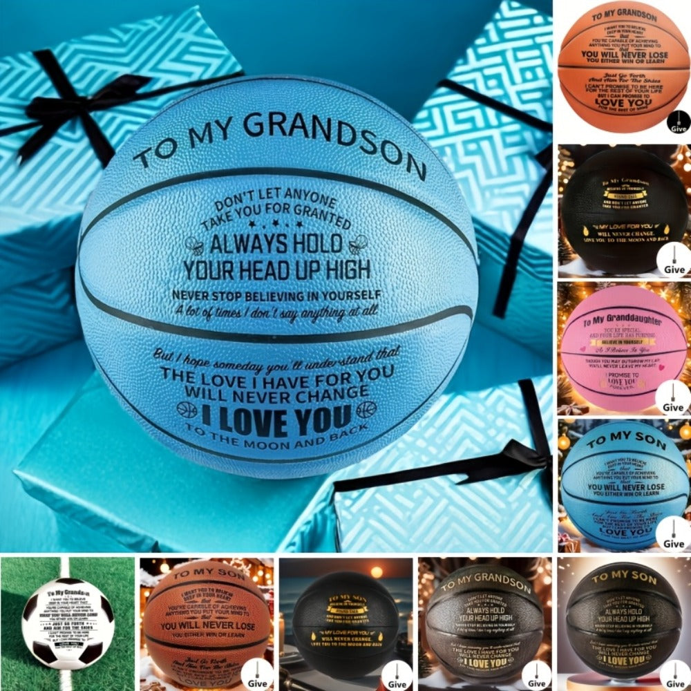Personalized Basketball Gift for Son & Grandson Standard Size with Pump To My Son To My Grandson Heartfelt Message Sports Bir