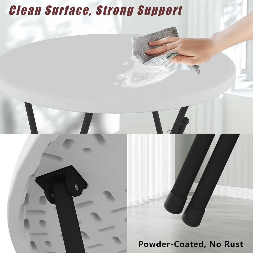 Round Bar-Height Folding Table with 31.5-Inch Top in Black or Black-and-White Two-Piece Set — image 8