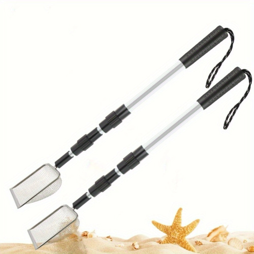 Stainless Steel Beach Sand Sifter with Retractable Telescopic Handle – Portable Sand Sieve for Treasure Hunting — image 14