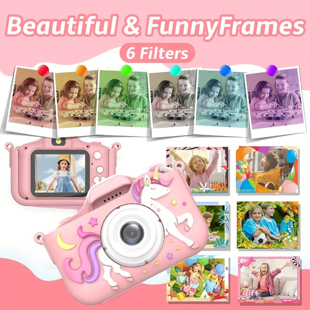 Kids Digital Camera with Rear Screen, Cartoon Unicorn or Dinosaur Shell and Pink, Purple, Blue or Green Options — image 5