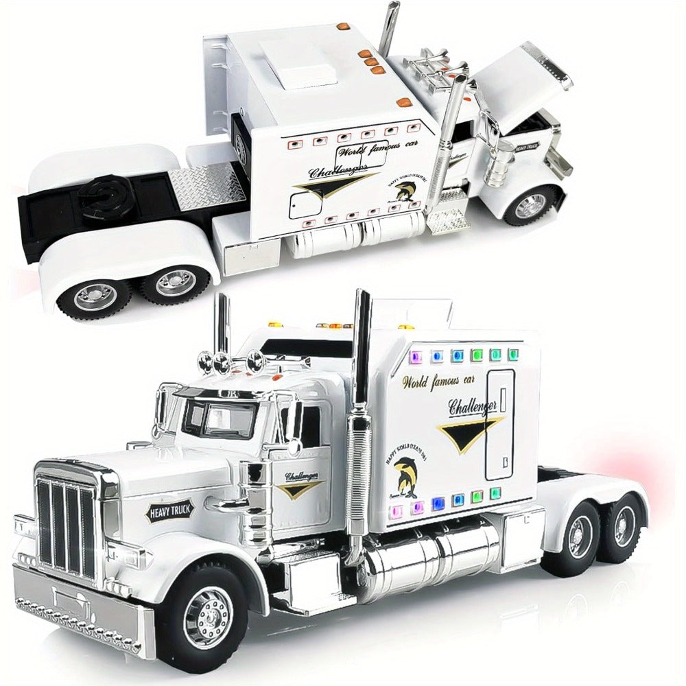 Semi Truck Toy 1:24 Scale Die-Cast Metal Pull-Back Alloy Semi-Trailer Truck with the Listed Color, Size or Set Options for Ev