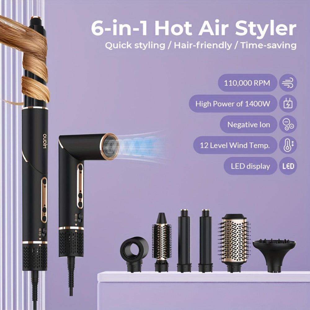 OUDIM 6-in-1 Hot Air Brush Hair Styling Tool with 110, 000 RPM Motor, Foldable Handle and Storage Bag — image 12