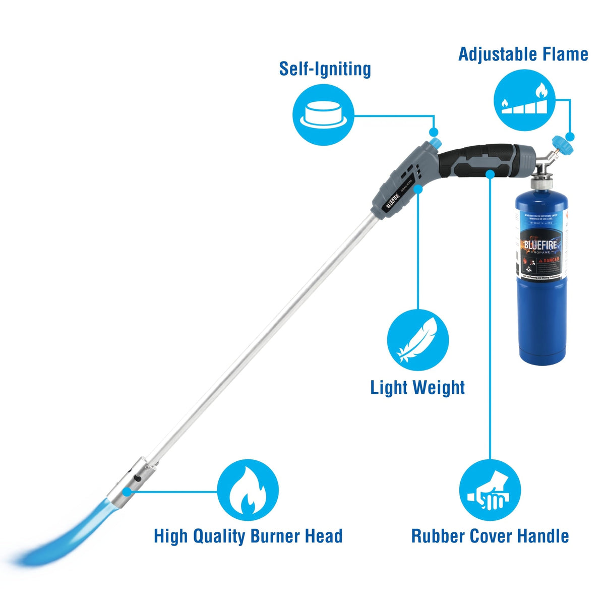 Propane Weed Torch Self Igniting, Garden Ice Melt Fire Starter Burner for Garden, Patio and Yard Use — image 6