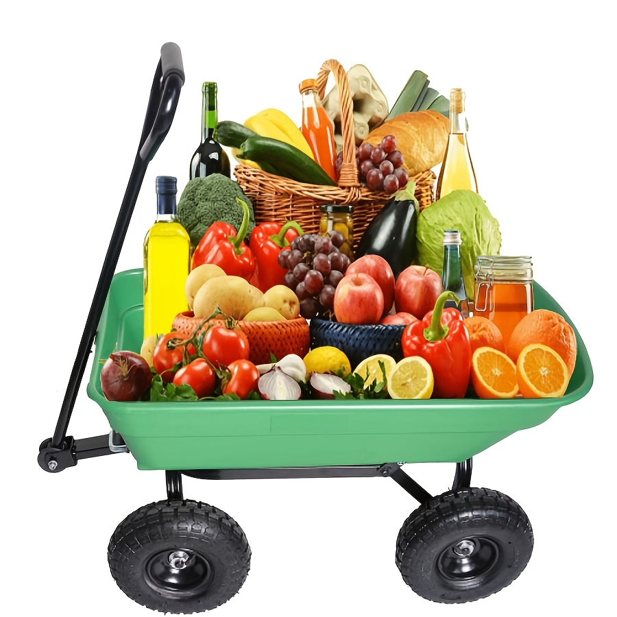 Garden Dump Cart, Steel Frame Pneumatic Tires Lawn Yard Farm Utility Wagon for Garden, Patio and Yard Use — image 4