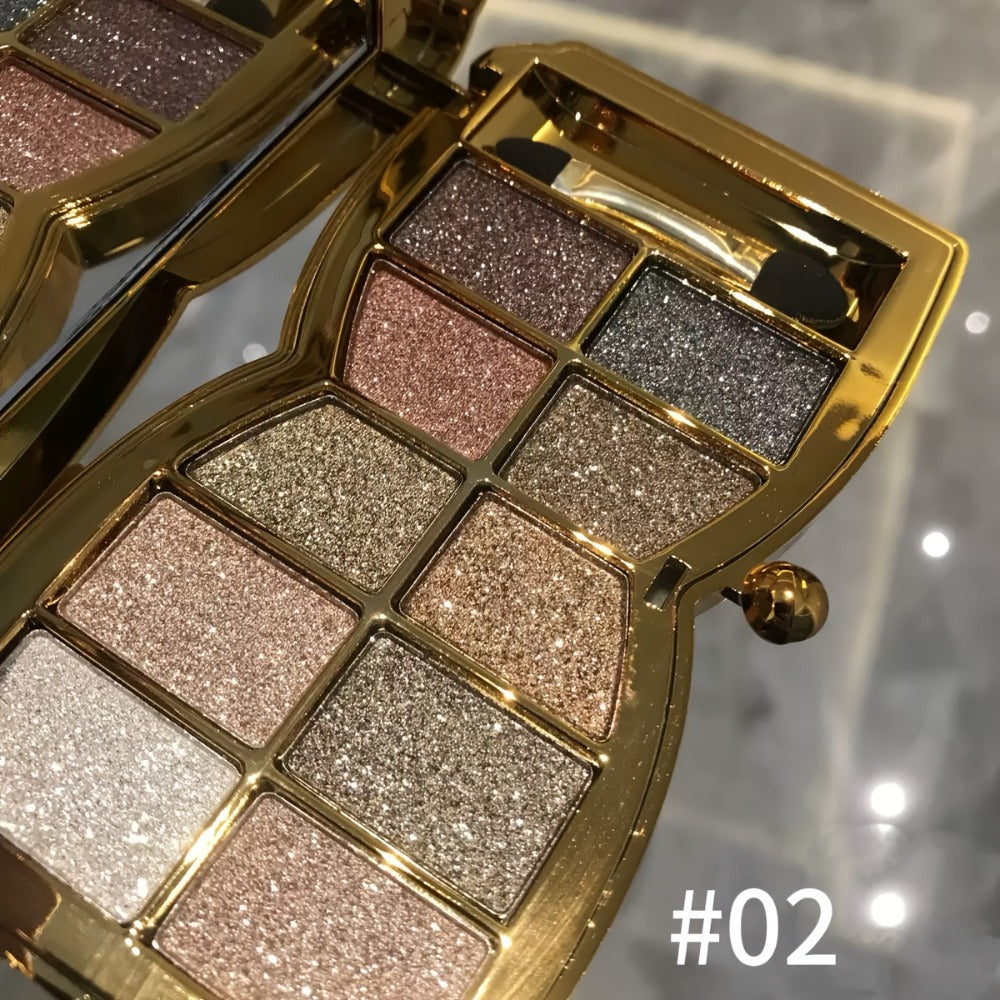Eyeshadow Palette 10-Shade Gold Bow Compact with Mirror, Dual-Ended Applicator and Three Color Options — image 6