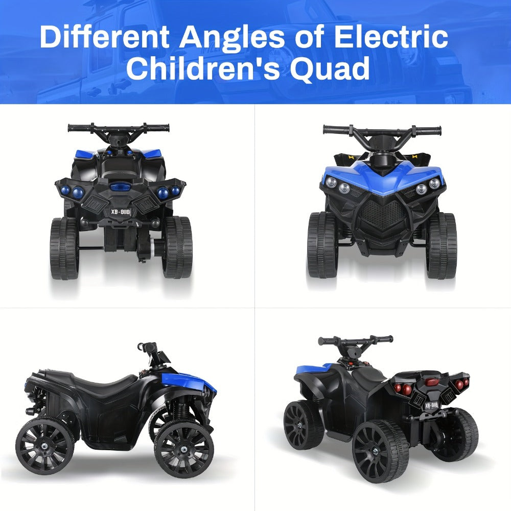 Kids Electric Ride-On ATV 4-Wheeler Quad with LED Headlights Foot Pedal Accelerator Anti-Slip Tires 55 lbs Capacity Outdoor B