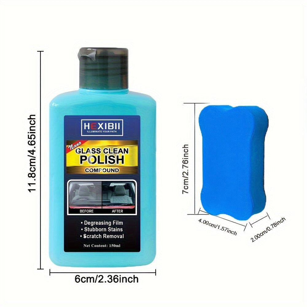 Car Glass Polish by HEXIBII, 150ml Oil-Film Cleaner Compound with Two Sponge Applicators for Windshields — image 6
