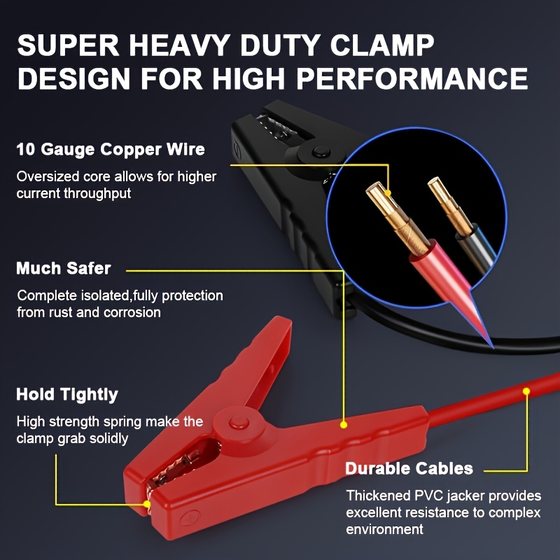 Car Jump Starter Power Bank 3-in-1 12V Battery Booster Charger LED Flashlight SOS for Cars Motorcycles for Garden, Patio and 
