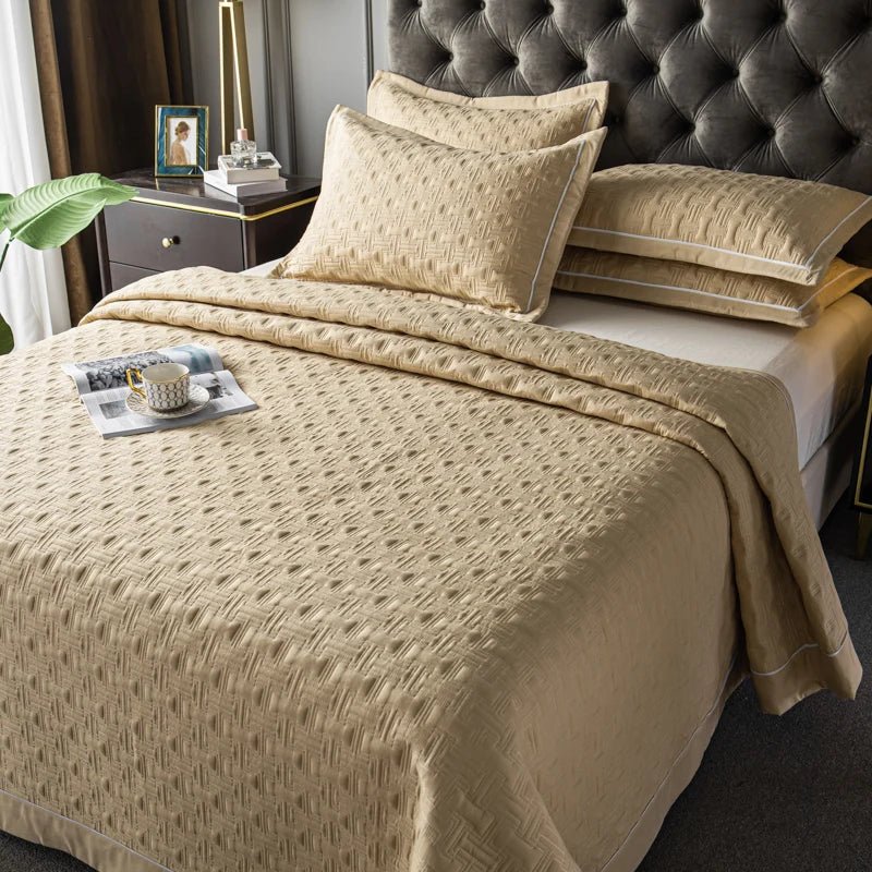 Quilted Padded Continental Bed Cover Three Piece Set