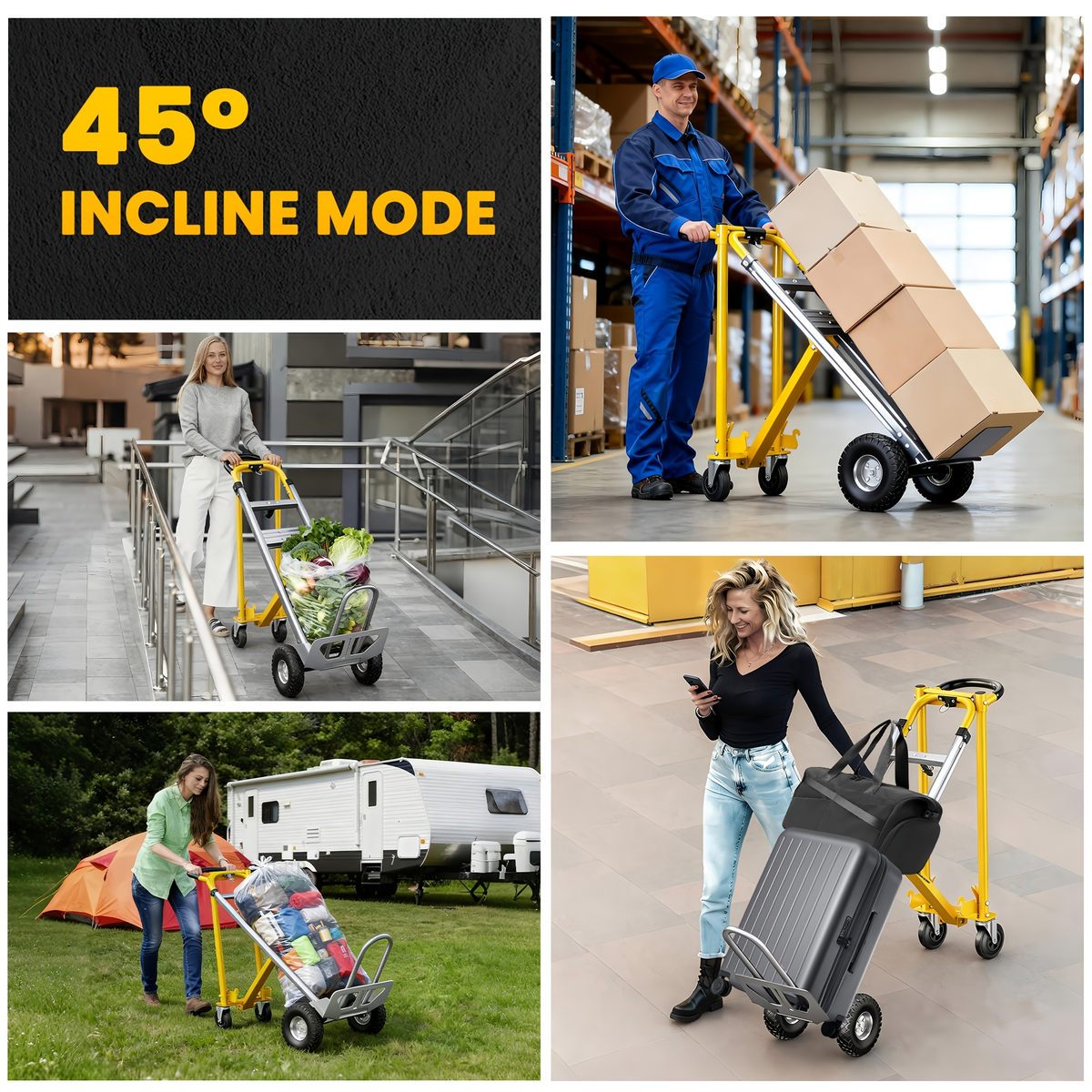 Hand Truck 3-in-1 Aluminum Convertible Dolly, 800-Industrial Utility Trolley with Folding Design for Moving — image 10