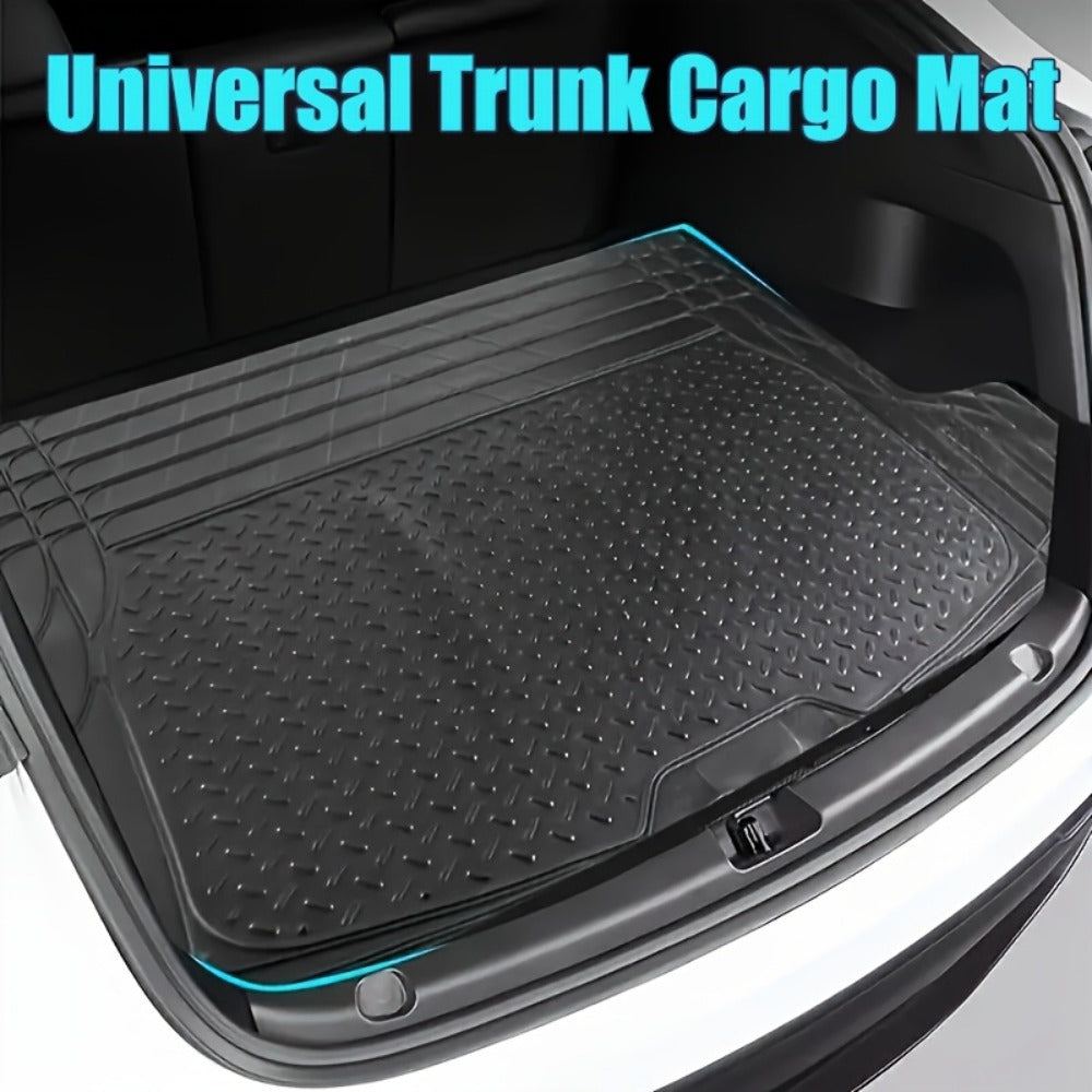 Trunk Cargo Liner Rubber Mat Universal Fit – All Weather Waterproof Trunk Mat with Seat Back Protector, Trim-to-Fit for Cars,
