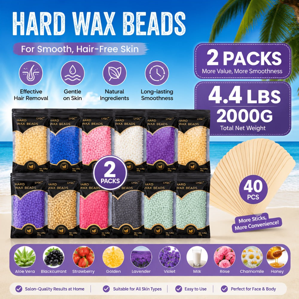 Hard Wax Beads for Hair Removal Full Body 1000g/2000g – Professional Waxing Kit with 20 Applicator Sticks — image 5