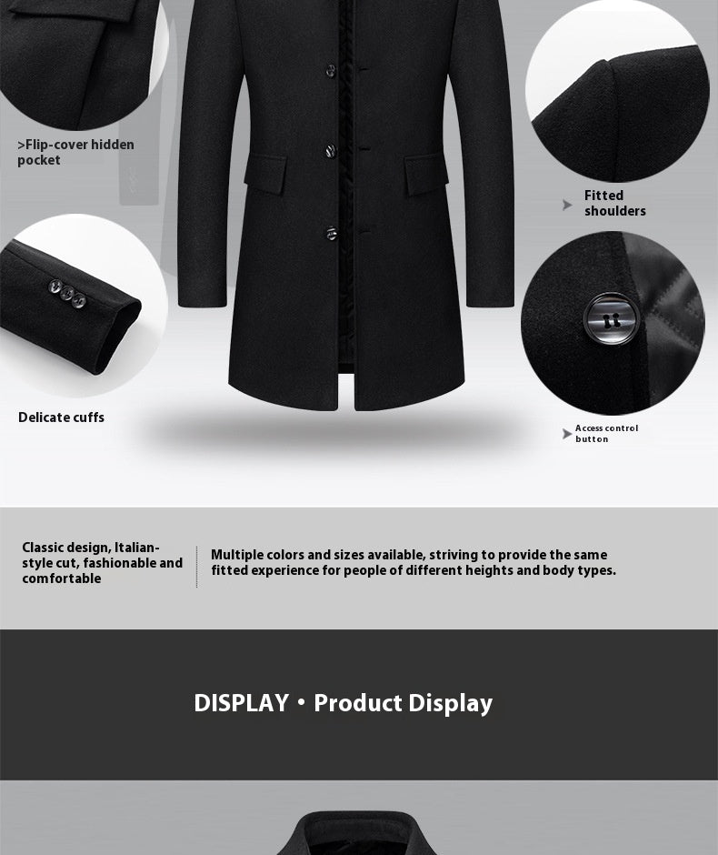 Lapel New Middle-aged Men Coat Woolen Coat