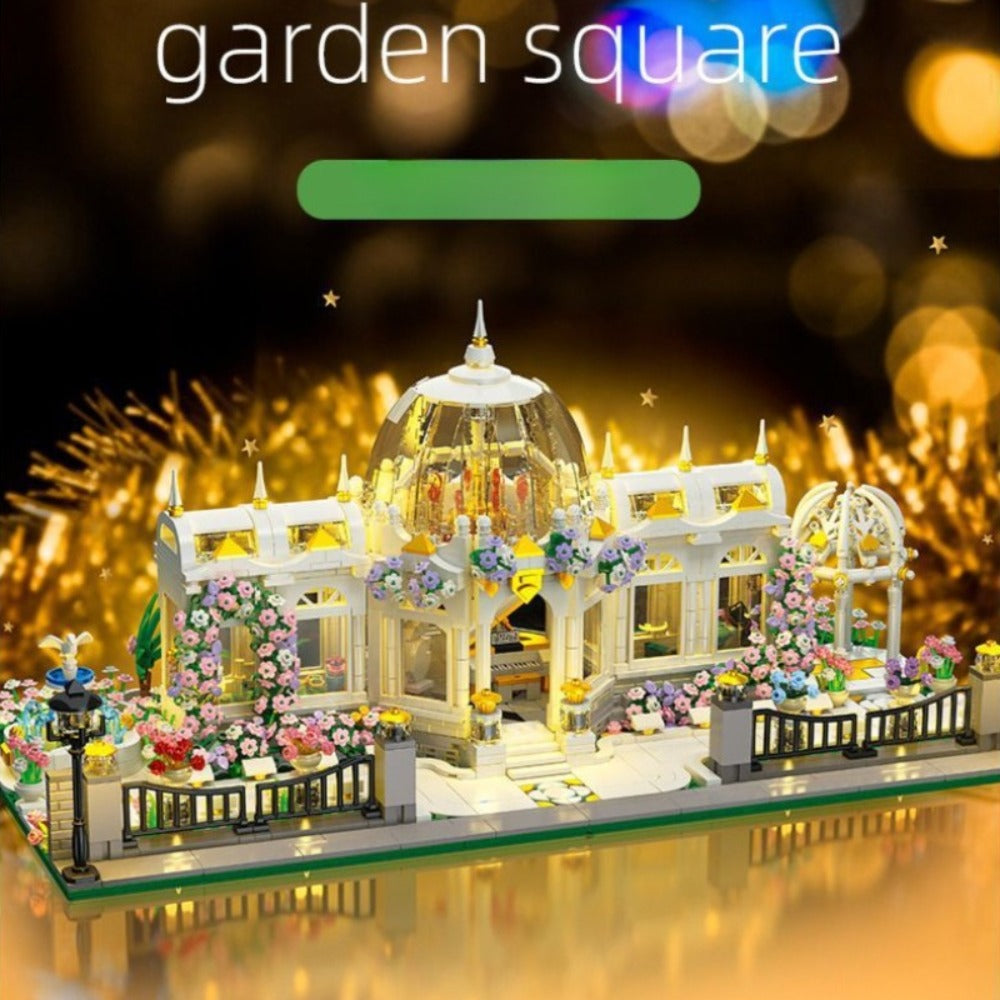 6700-Piece Garden Plaza Building Block Model in Boxed or Bagged Versions with Dome, Flowers and Fence — image 4