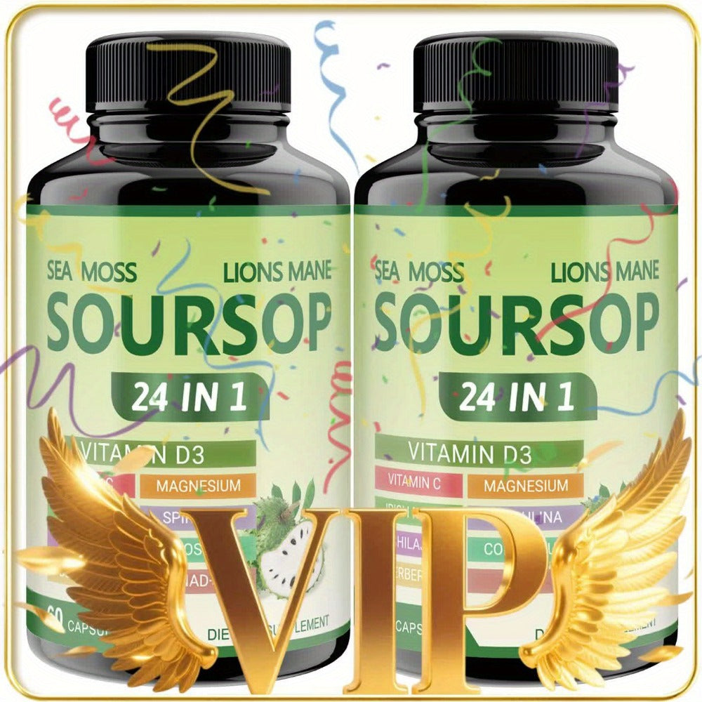 Soursop Capsules Advanced Herbal Supplement with Shilajit, Irish Moss, Berberine & NAD+, Immunity — image 10