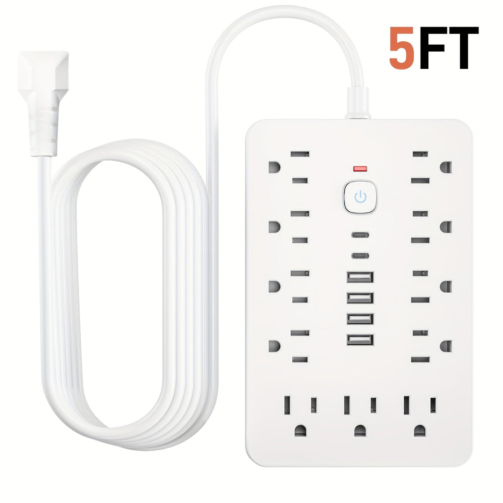 Surge Protector Power Strip 17-in-1 with 11 AC Outlets, 4 USB-A, 2 USB-C, Wall-Mount Slots and 5 or 10 ft Cord — image 3
