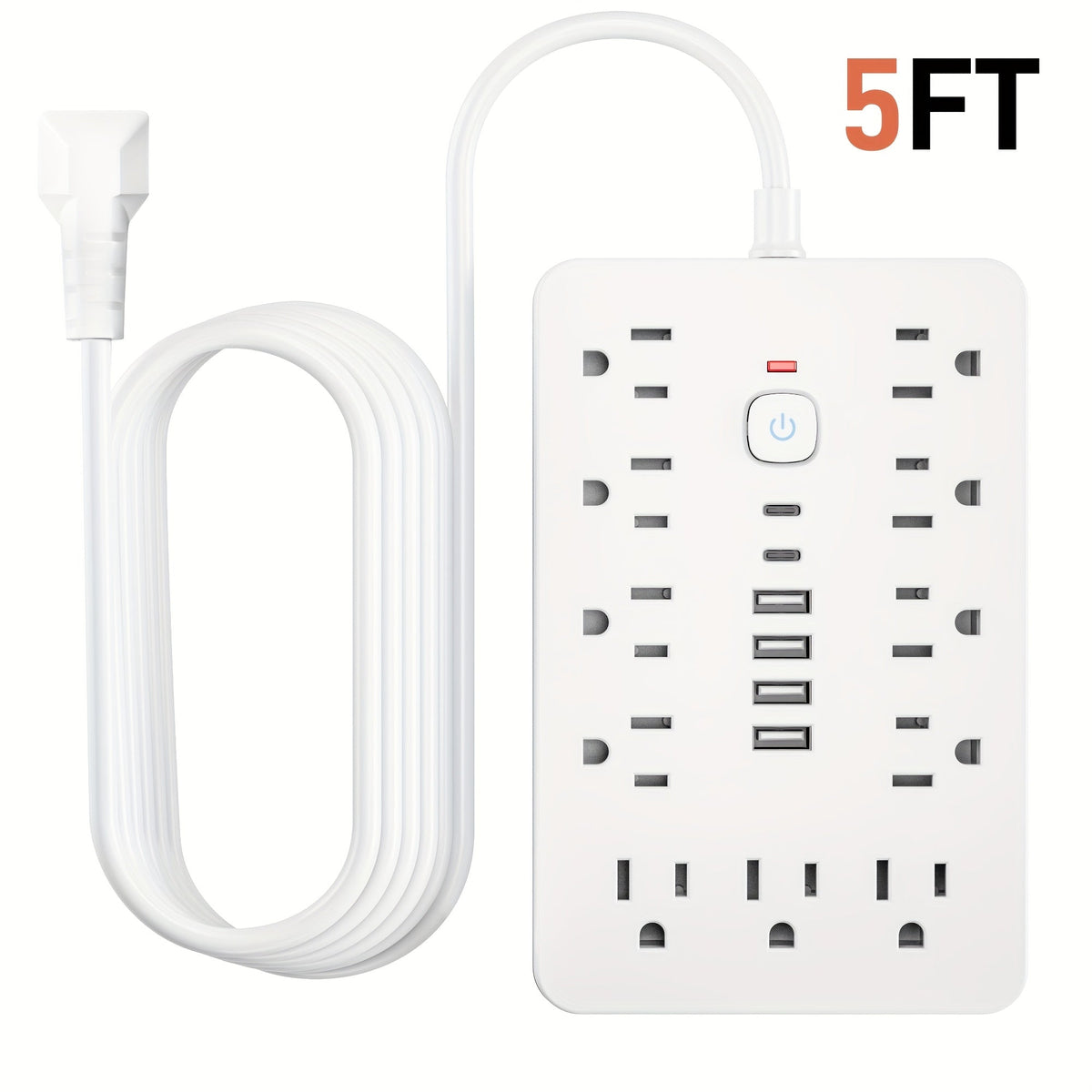 Surge Protector Power Strip 17-in-1 with 11 AC Outlets, 4 USB-A, 2 USB-C, Wall-Mount Slots and 5 or 10 ft Cord — image 3