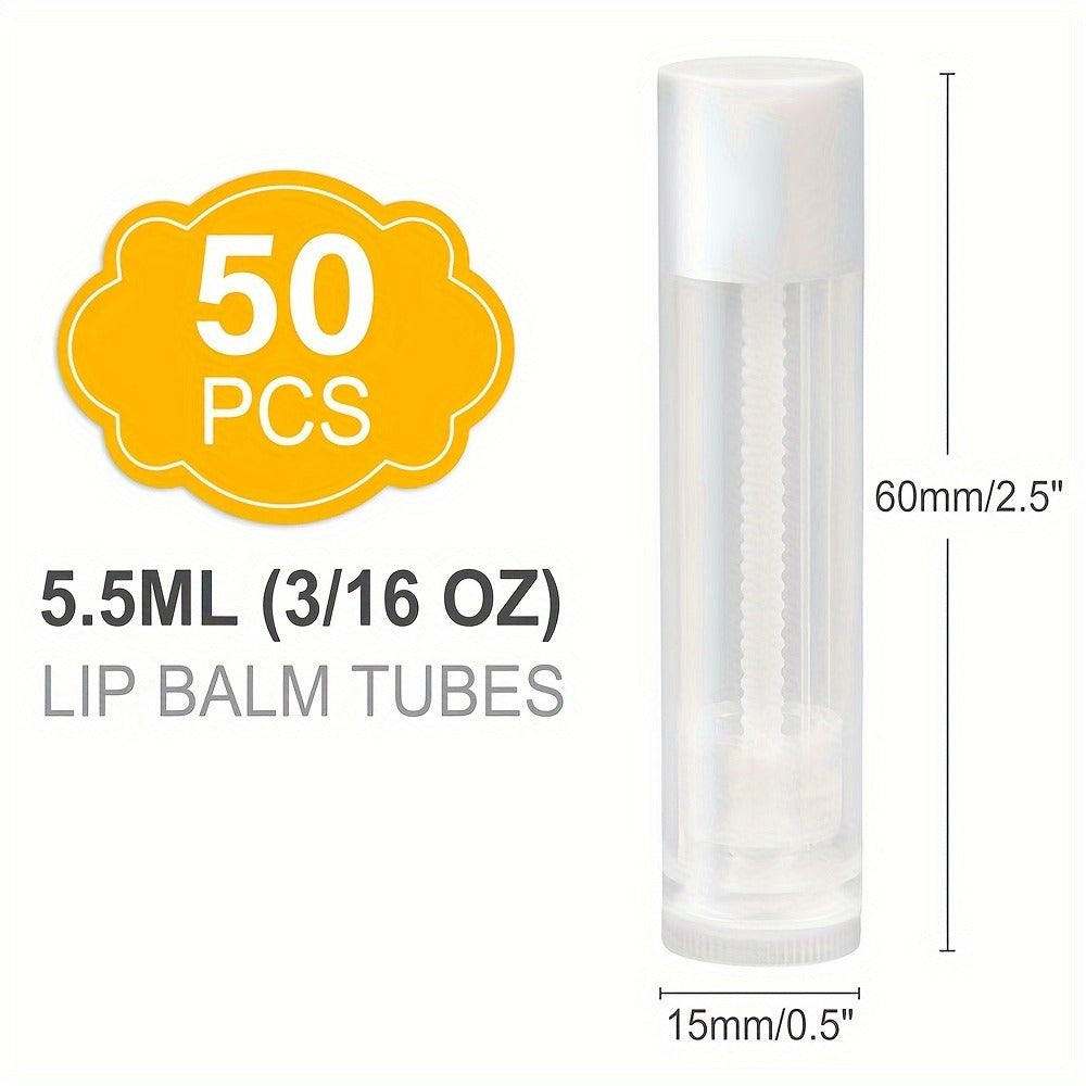 Empty Lip Balm Tubes 50 Pack with Filling Tray & Spatula, 5.5ml Clear BPA Free DIY Lip Balm Making Kit, Food — image 11