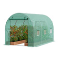 10- to 20-Foot Tunnel Greenhouse with Green Cover, Roll-Up Door and Size-Specific Vent Windows — image 1