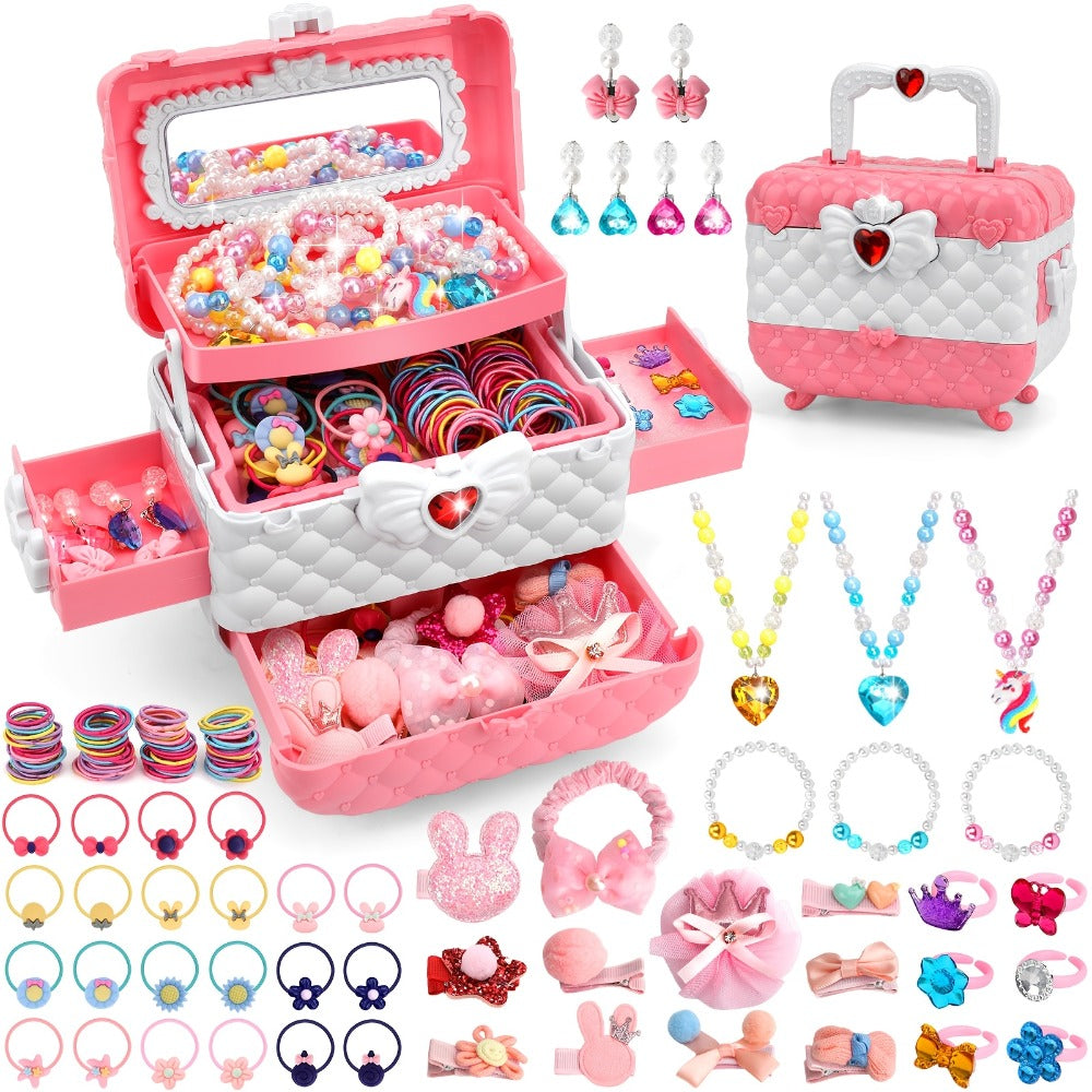 Kids Jewelry & Dress-Up Set 152 PCS, Costume Jewelry Hair Clips Bands & Accessories for Girls Ages 3+ — image 1