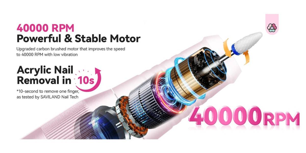 Electric Nail Drill 40000 RPM Rechargeable Professional Nail Drill Machine 4000mAh Battery LCD Display Ceramic Bits Sanding B