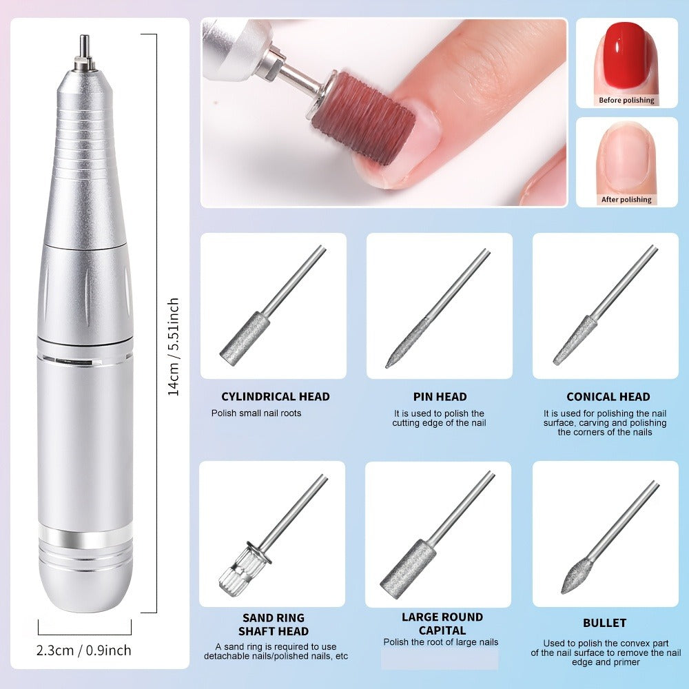Electric Nail Drill 45000 RPM USB Rechargeable Kit with LCD, Forward Reverse and Three Finishes — image 9