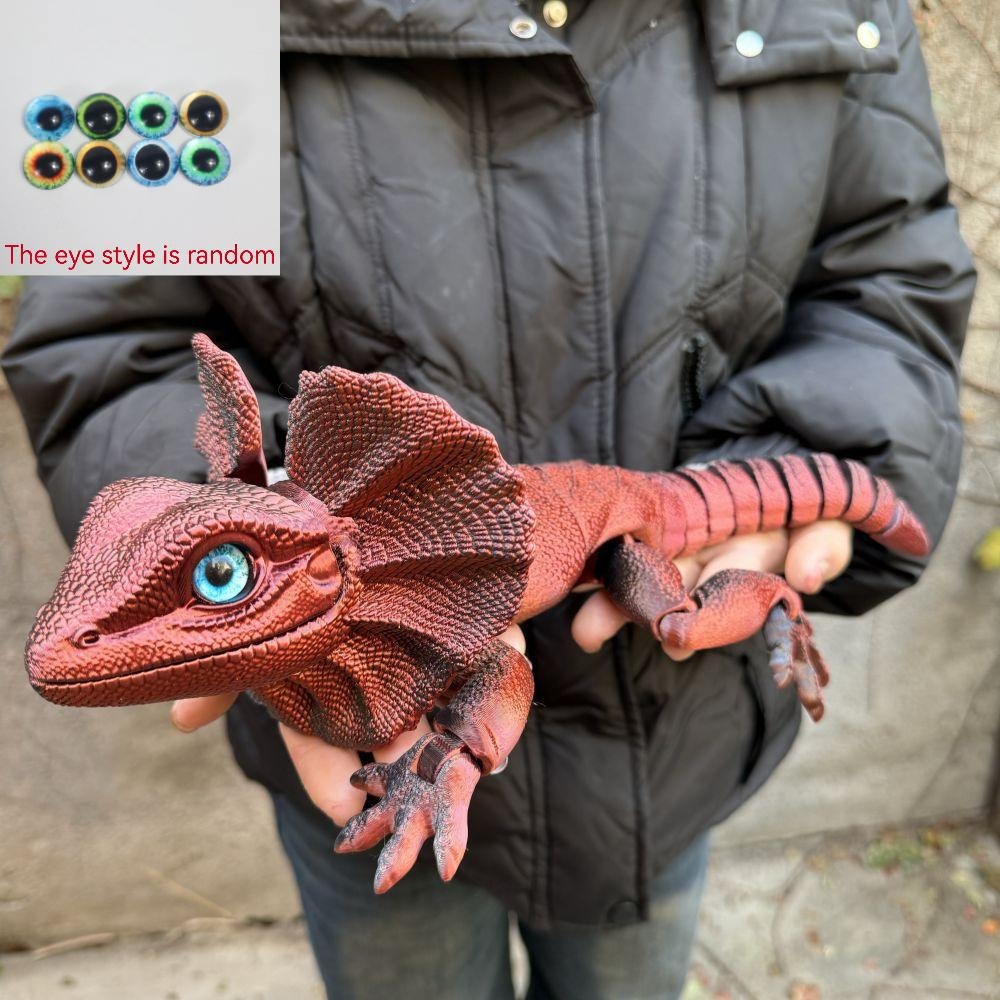 Frilled Neck Lizard Figurine 3D Printed, Large Umbrella Lizard Animal Sculpture 8 Color Styles — image 9