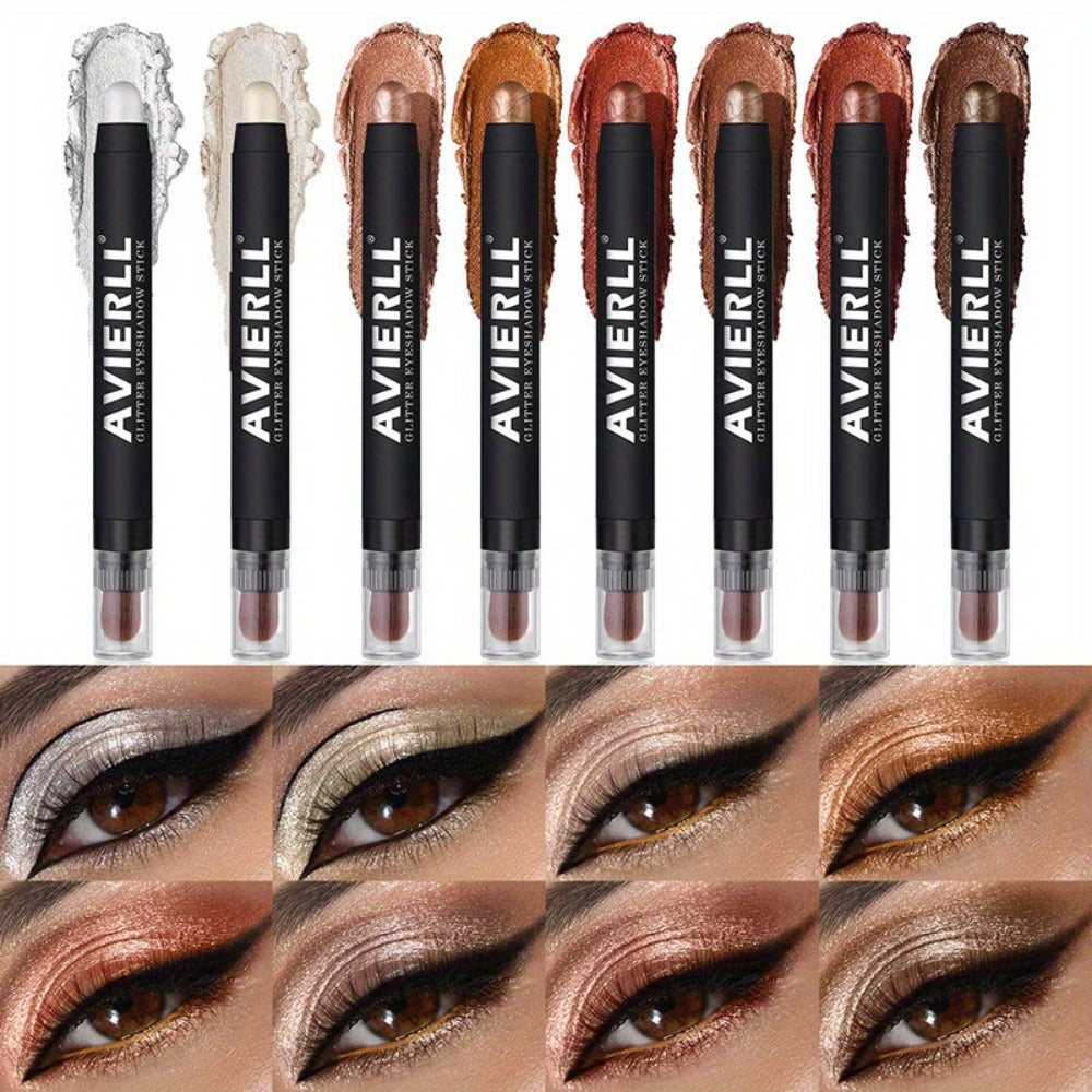Waterproof Eyeshadow Stick Set 8 Piece, Shimmer, Pearlescent & Matte Eye Shadow Pencils, Creamy Blendable Formula — image 7