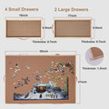 Rotating Puzzle Table with 6 Drawers & Cover for 1500 Pieces – 35"x27" Deluxe Wooden Jigsaw Board with Sorting Storage — imag