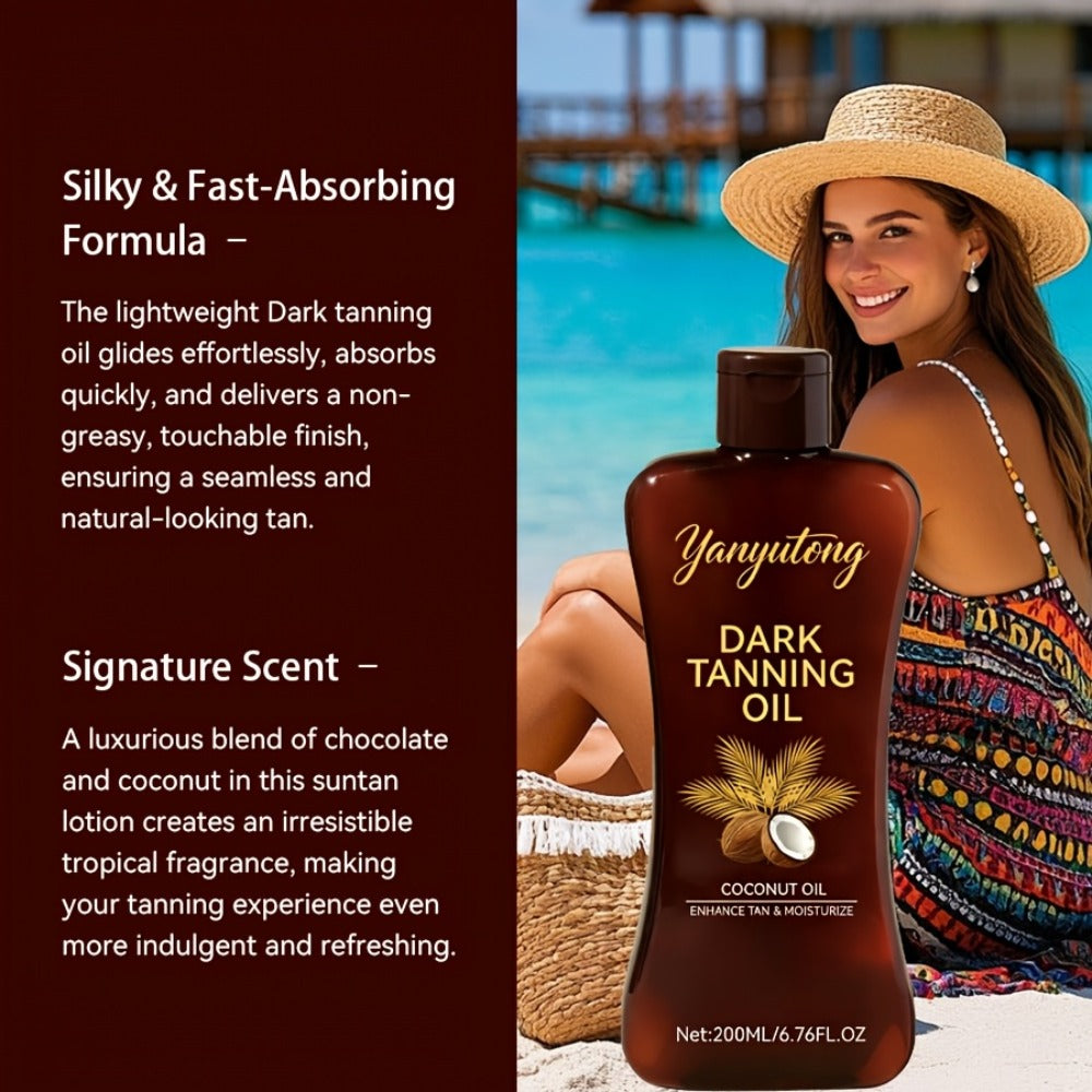 Sun Tanning Oil 200ml – Deep Golden Tan Accelerator Body Oil for Beach & Outdoor, Moisturizing & Nourishing Summer Skin Care 