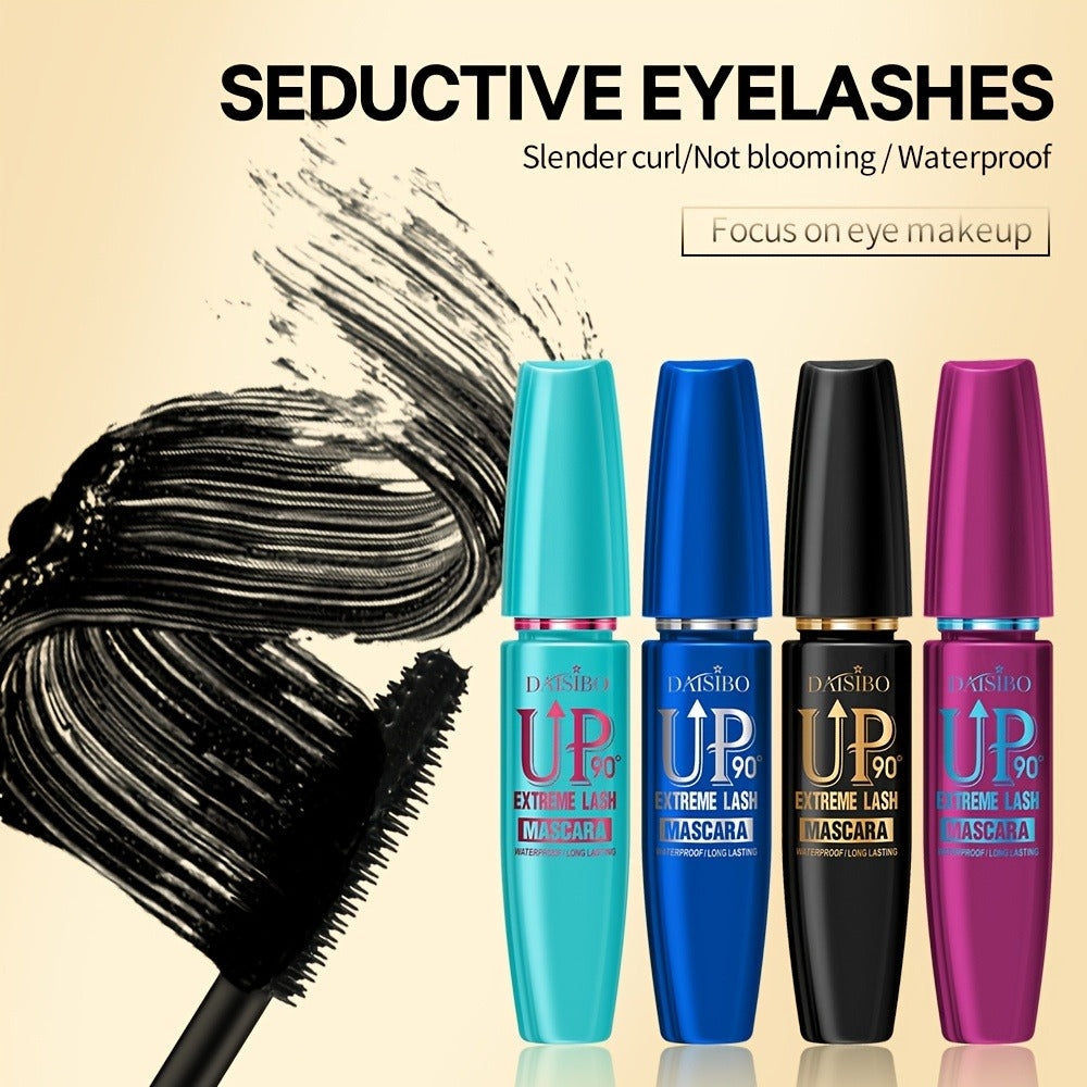 Black Mascara Four-Piece Set with Turquoise, Blue, Black and Magenta Tubes and Straight Bristle Wands — image 2
