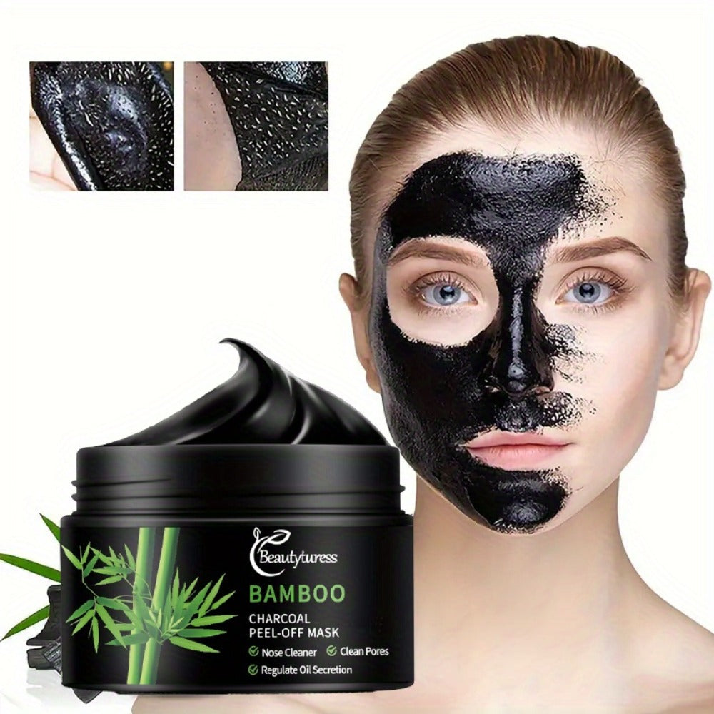 Bamboo Charcoal Clay Face Mask Deep Cleansing Pore Minimizing Oil Control Blackhead Remover for Bath Time, Home Spa and Perso
