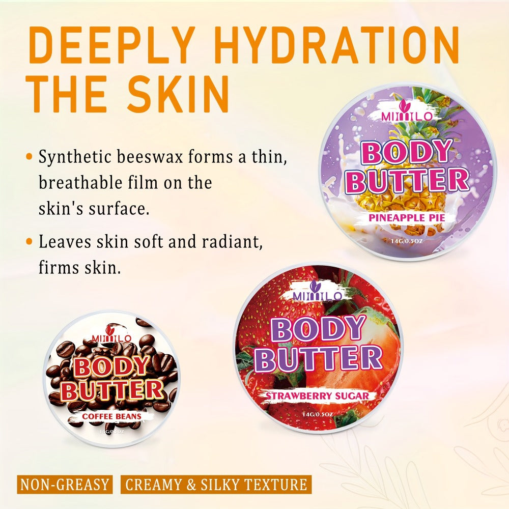 Fruity Body Glaze Set 8 Scents 100g×2 – Pineapple Coconut Strawberry Coffee Peach Doughnut Birthday Cake Non-Greasy All-Day M