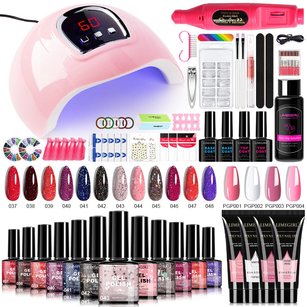 Gel Nail Polish Kit with UV Lamp & Electric Nail Drill – 12 Colors Gel Polish Set, Poly Extension Gel, Top & — image 5