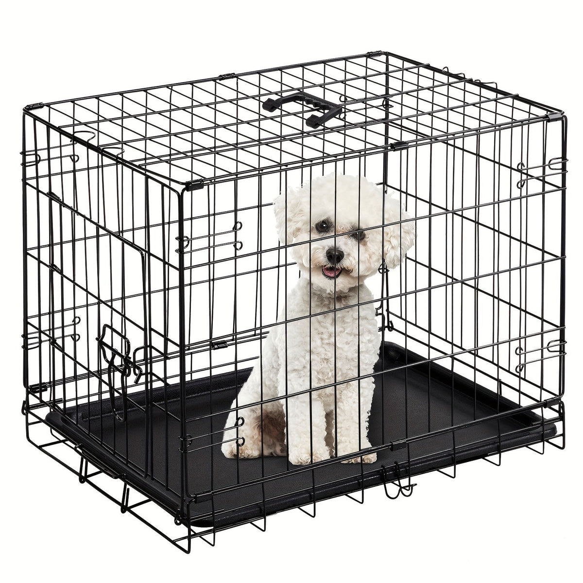 36-Inch Folding Wire Dog Crate with Two Door Accesses, Divider Panel, Removable Tray and Top Handle — image 1