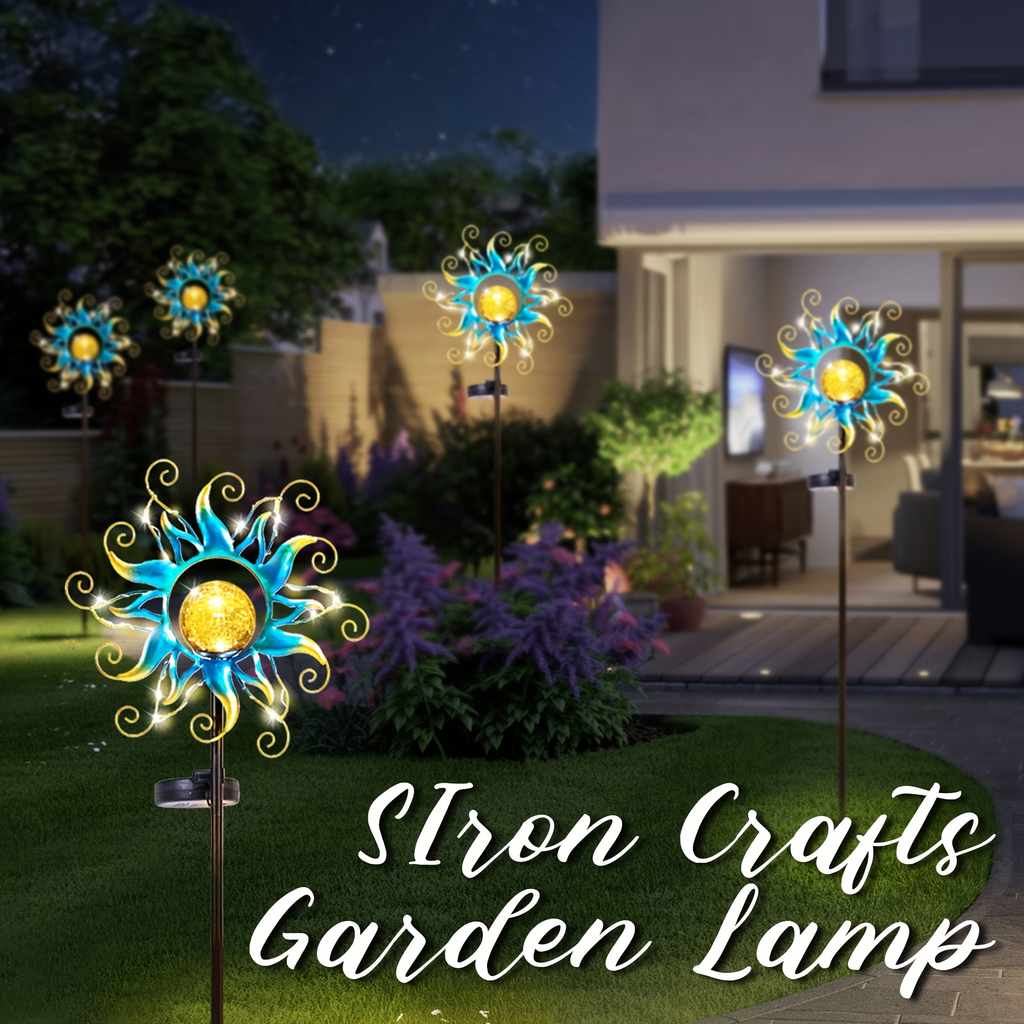 Solar Garden Lights Blue Sun-Shaped LED Stake, IPX4 Rated with Separate Solar Panel for Path Decor — image 8