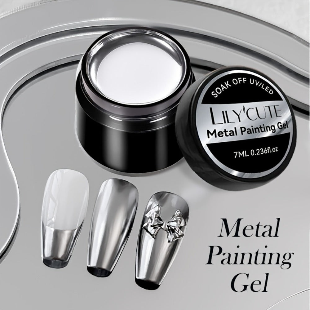 Metallic Silver Nail Art Painting Gel in 7ml LILYCUTE Jar with Fine Detail Brush for Lines and Floral Patterns — image 7