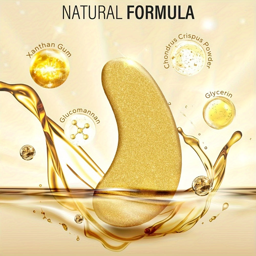 Golden Under-Eye Mask Set with 25 Pairs of Individually Packed Gold Gel Patches in a Black-and-Gold Box — image 4