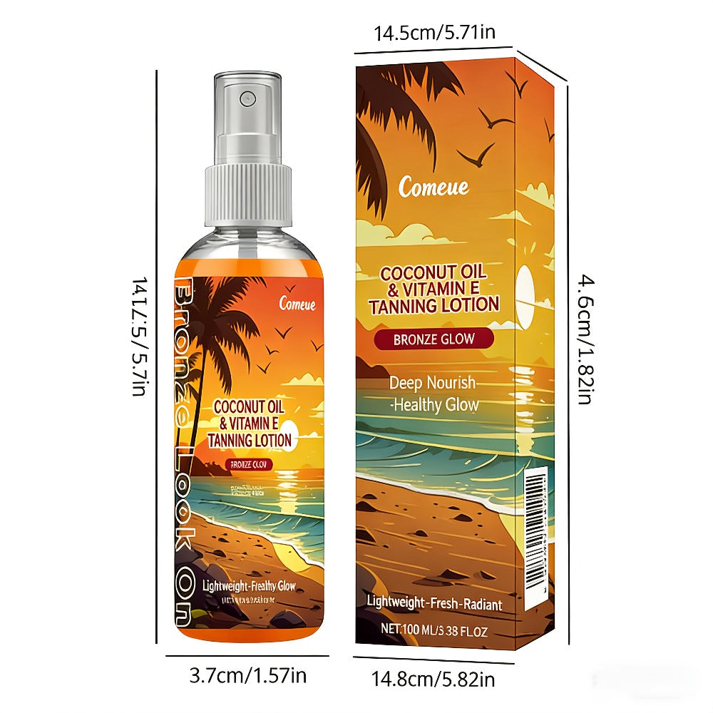 Self Tanning Spray with Coconut Oil 100ml Sunless Tanner for Natural Bronze Glow – Sun-Kissed Complexion Indoor Self Tan Hydr