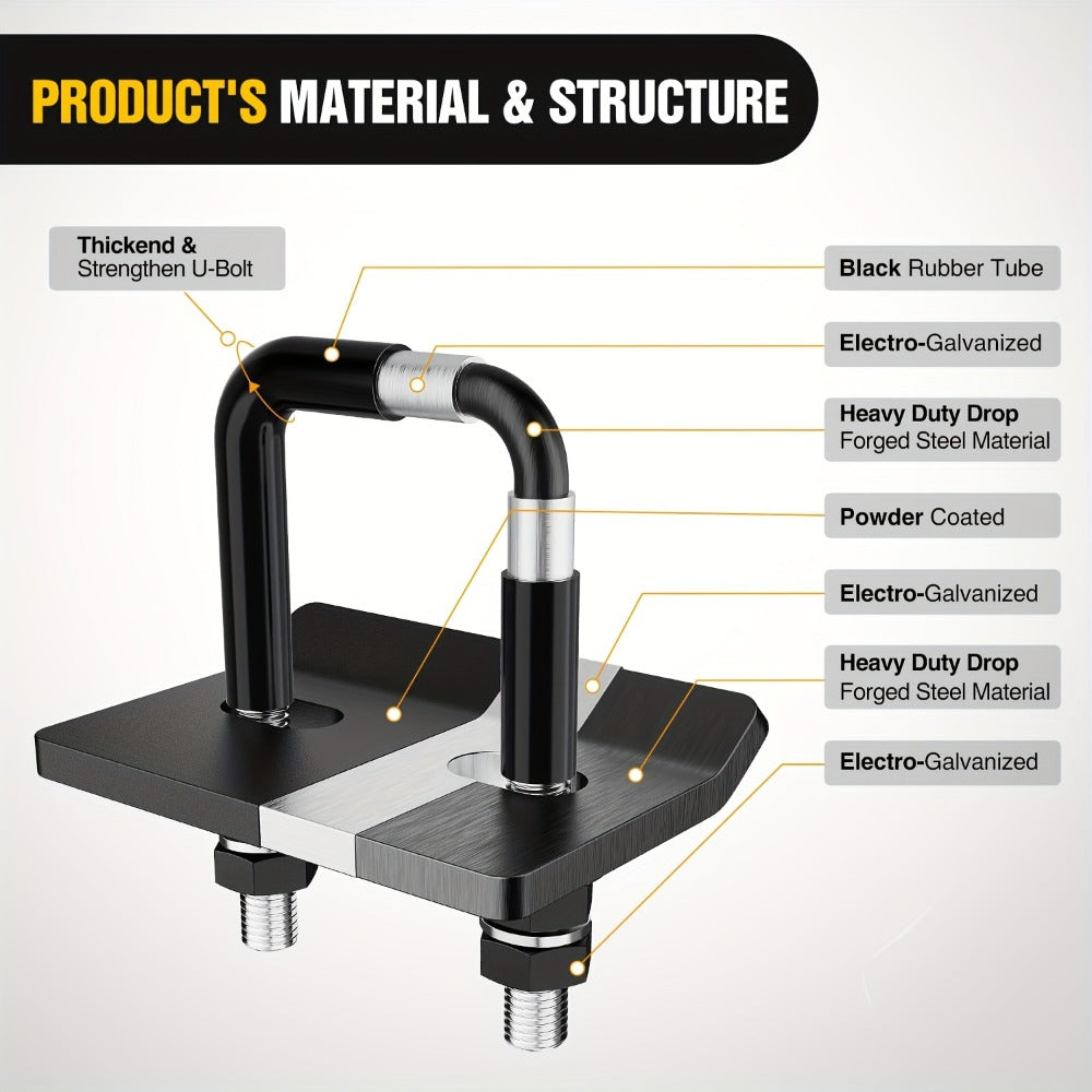 Trailer Hitch Tightener Anti Rattle Stabilizer 2 Inch Heavy Duty Steel U-Bolt with Rubber Cover Hitch Mount Wobble Eliminator
