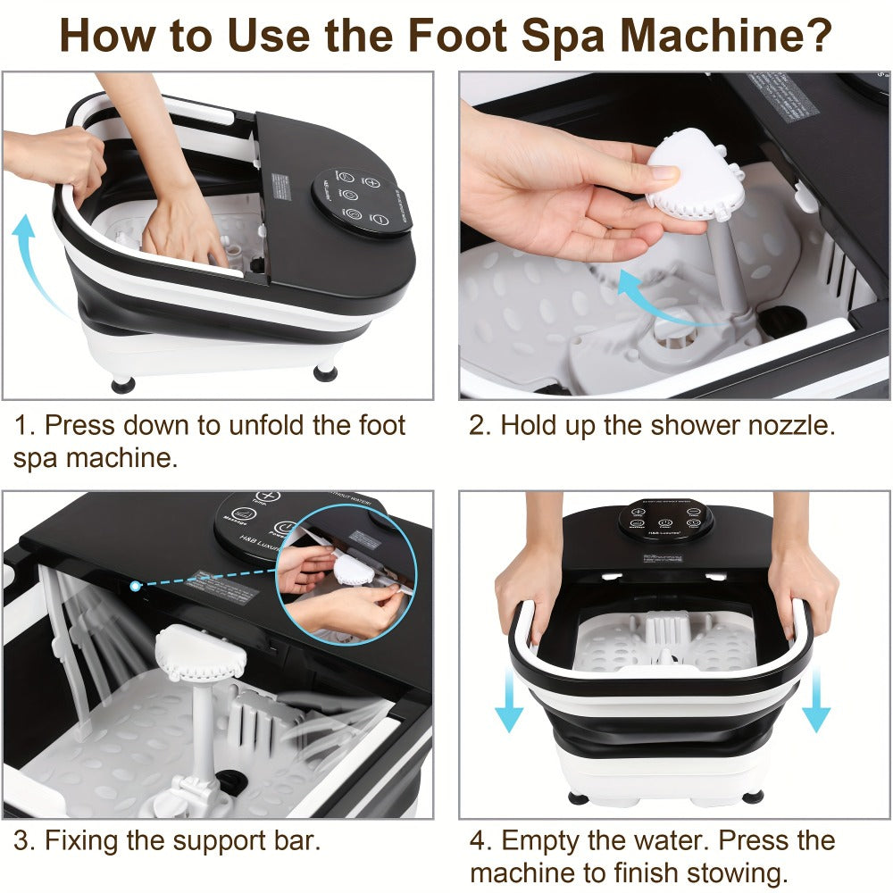 Foldable Foot Spa Bath with 20 Massage Rollers, Touchscreen Temperature Display, Remote Control & Shower — image 12