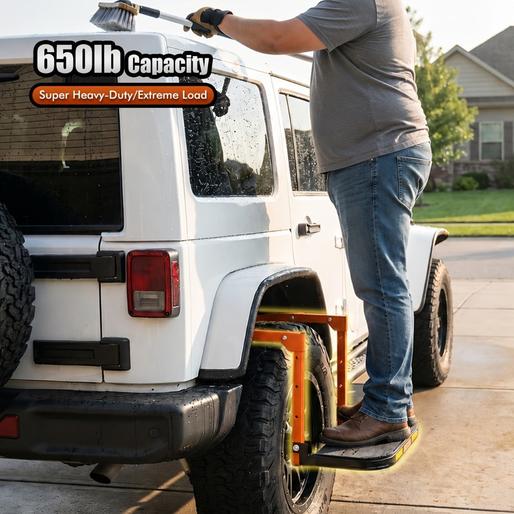 Tire Step Foldable Anti-Slip Thickened – 300 / 500 / 650 lb Capacity Adjustable Height for Truck SUV Trailer Maintenance — im