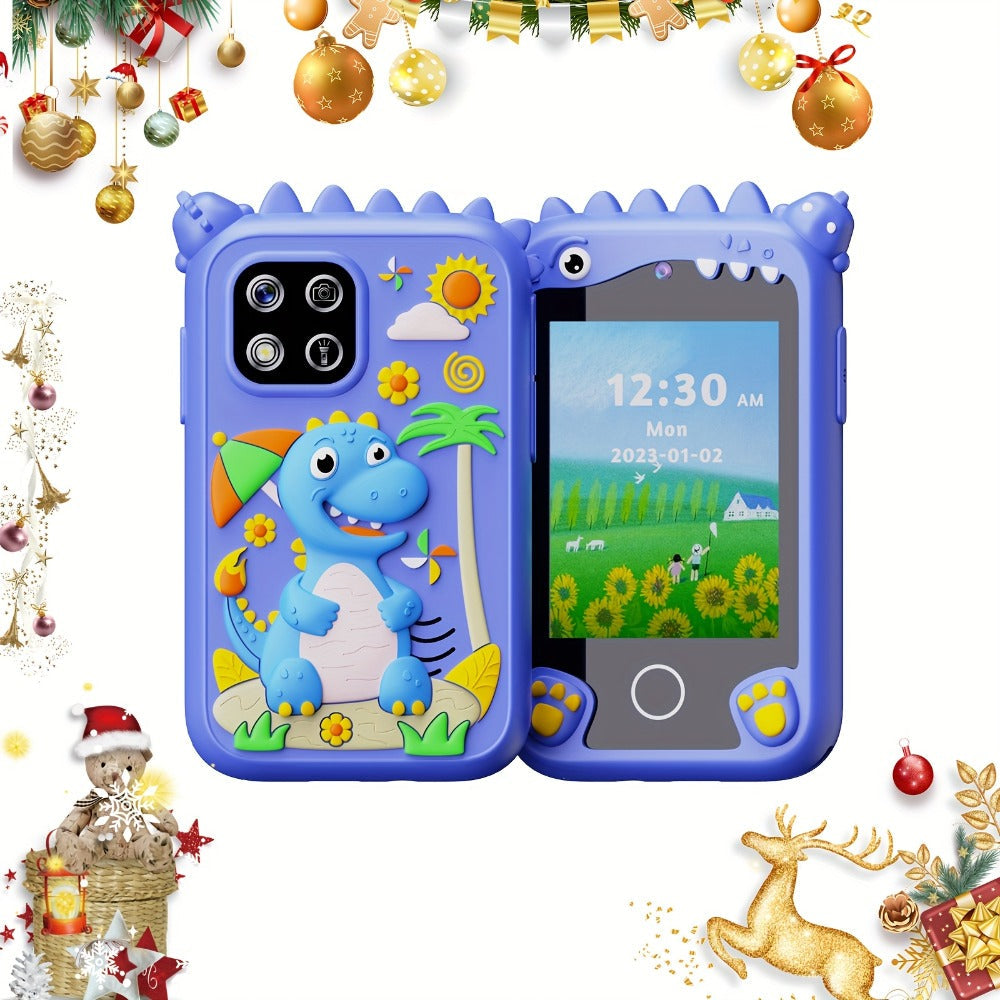 Dinosaur Toy Phone in Green or Purple with Dual Cameras, Touchscreen Interface and 8GB SD Card Label — image 1