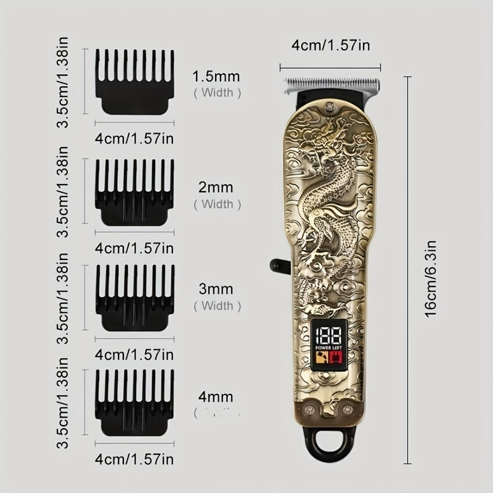 JH702 Hair Clipper Set with DC01 Fashion Belt, Digital Display, USB Charging and Two Engraved Design Options — image 8