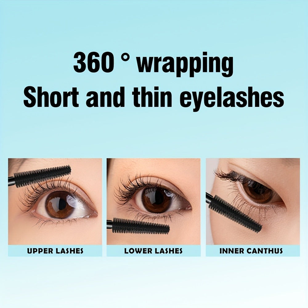 Black Mascara Three-Piece Set in Tall Silver Crystal-Pattern Tubes with Straight Black Bristle Wands — image 8