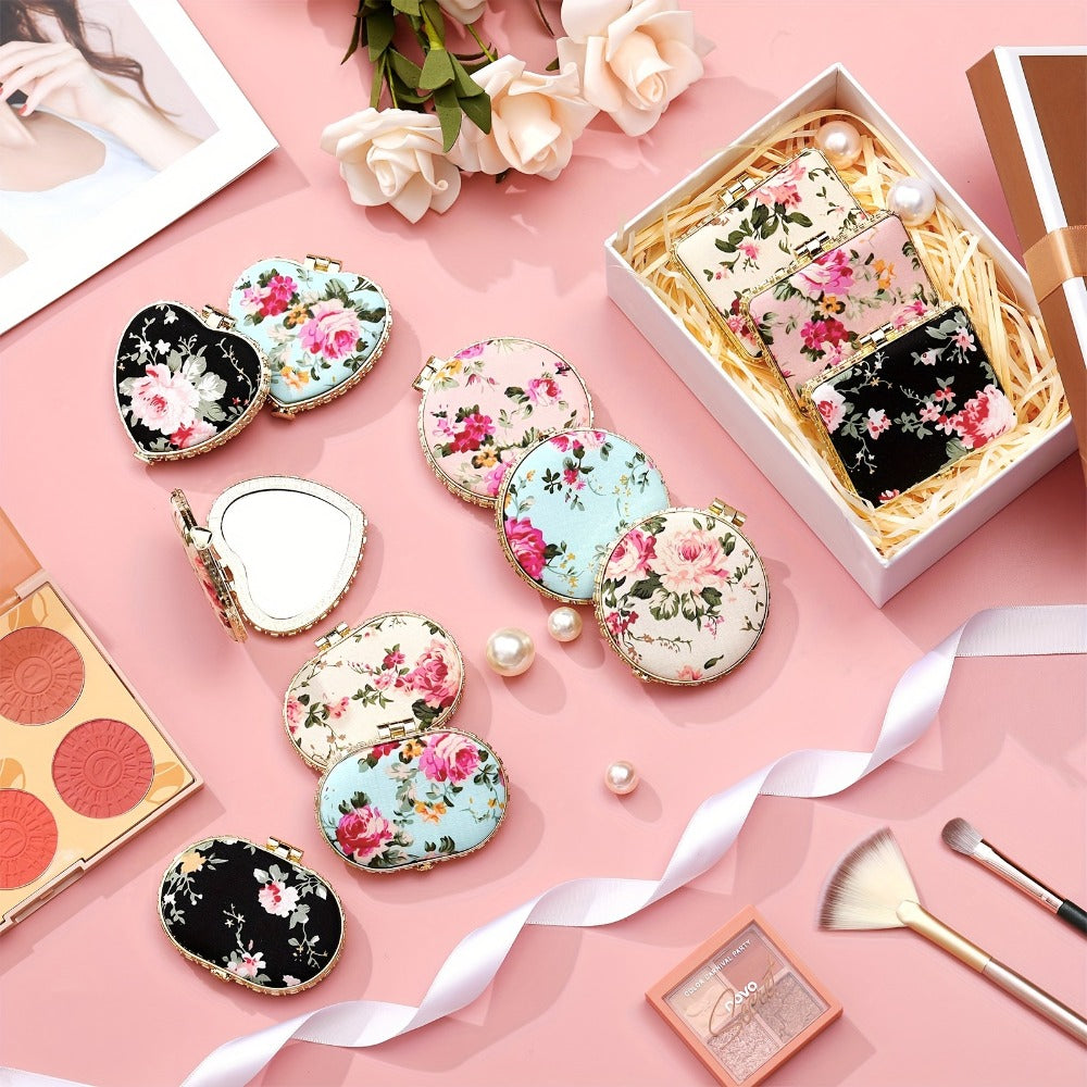 48-Piece Floral Folding Compact Mirror Set with Assorted Prints and 1X/3X Dual-View Mirrors — image 8